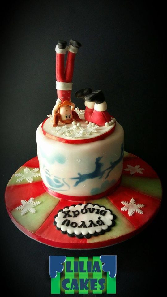 Funny Christmas Cakes
 Funny and Happy Christmas Birthday cake by LiliaCakes