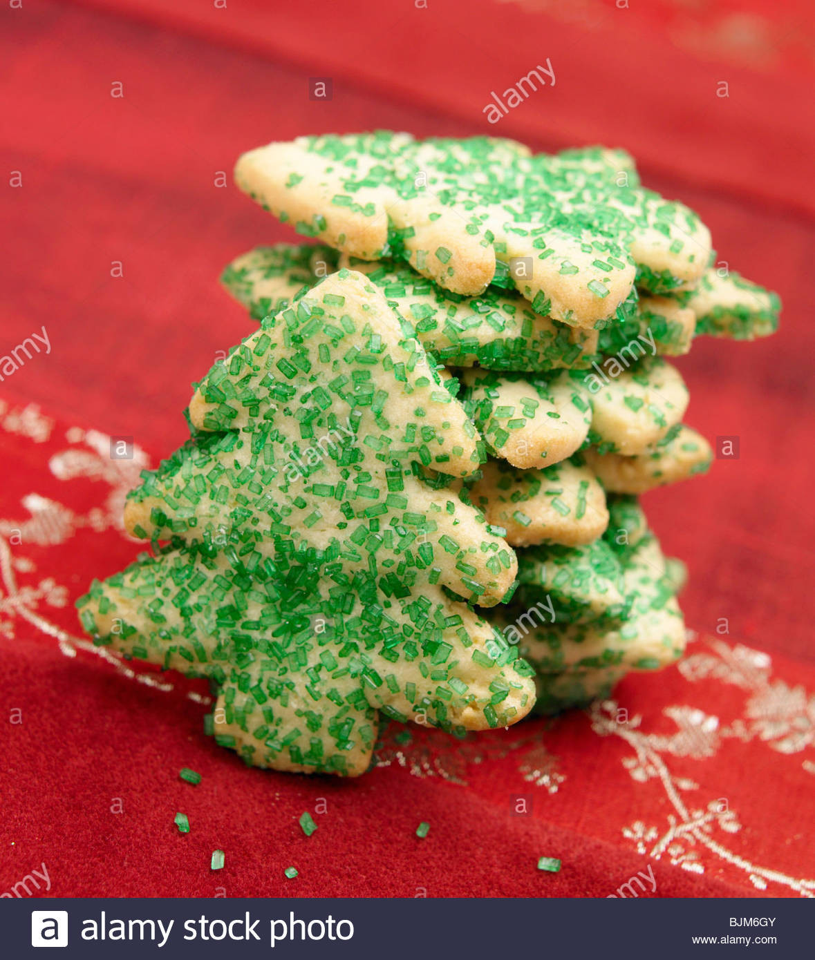 Green Christmas Cookies
 Christmas Tree Sugar Cookies with Green Sprinkles Stock