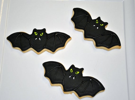 Halloween Bat Cookies
 Bat Hand Decorated Sugar Cookies for Halloween 1 Dozen by