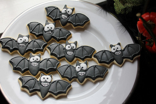 Halloween Bat Cookies
 Halloween Cupcakes and Bat Cookies By cherrybrookkitchen