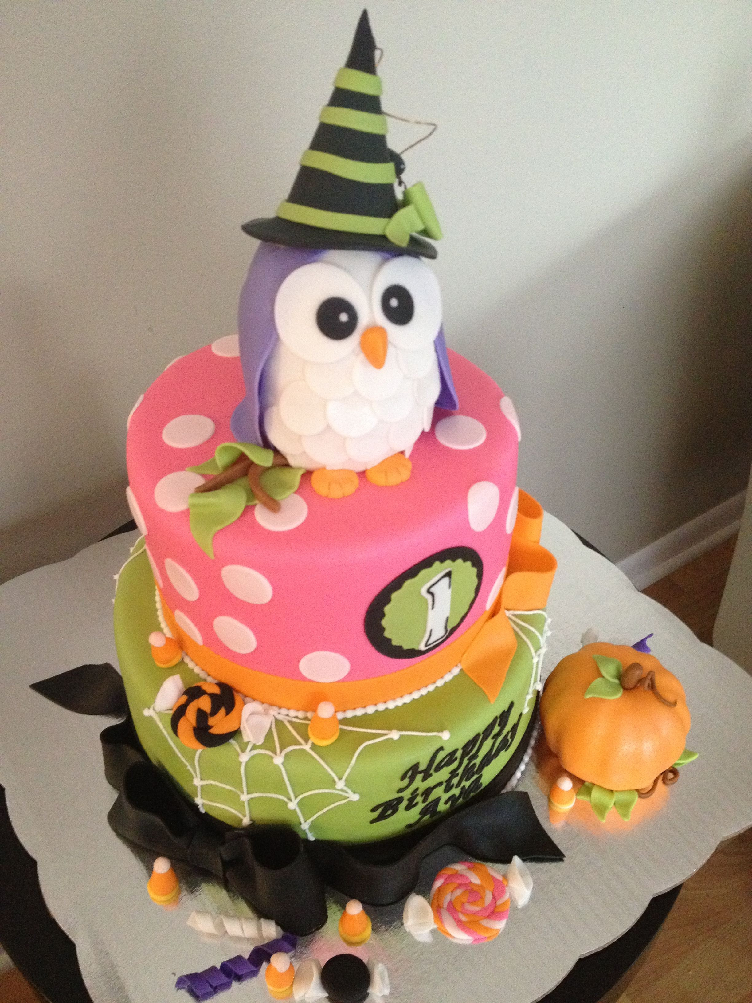 Halloween Birthday Cake Ideas
 Owl Halloween 1st birthday cake