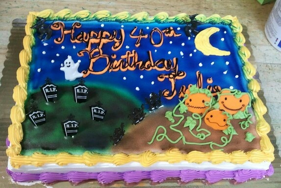 Halloween Birthday Sheet Cakes
 Halloween themed birthday sheet cake