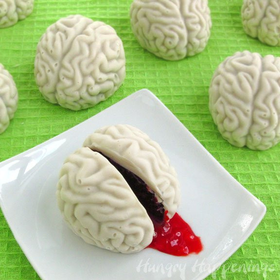 Halloween Brain Cakes
 Cake Ball Brains Oozing Cherry Blood Creepy Halloween