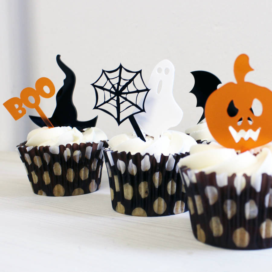 Halloween Cupcakes Toppers
 halloween mini cake toppers set of six by rocket and fox