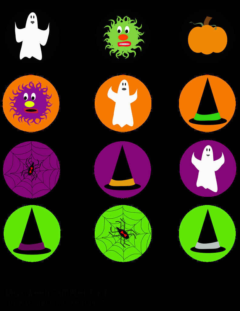 Halloween Cupcakes Toppers
 Printable Halloween Party Pack Sampler