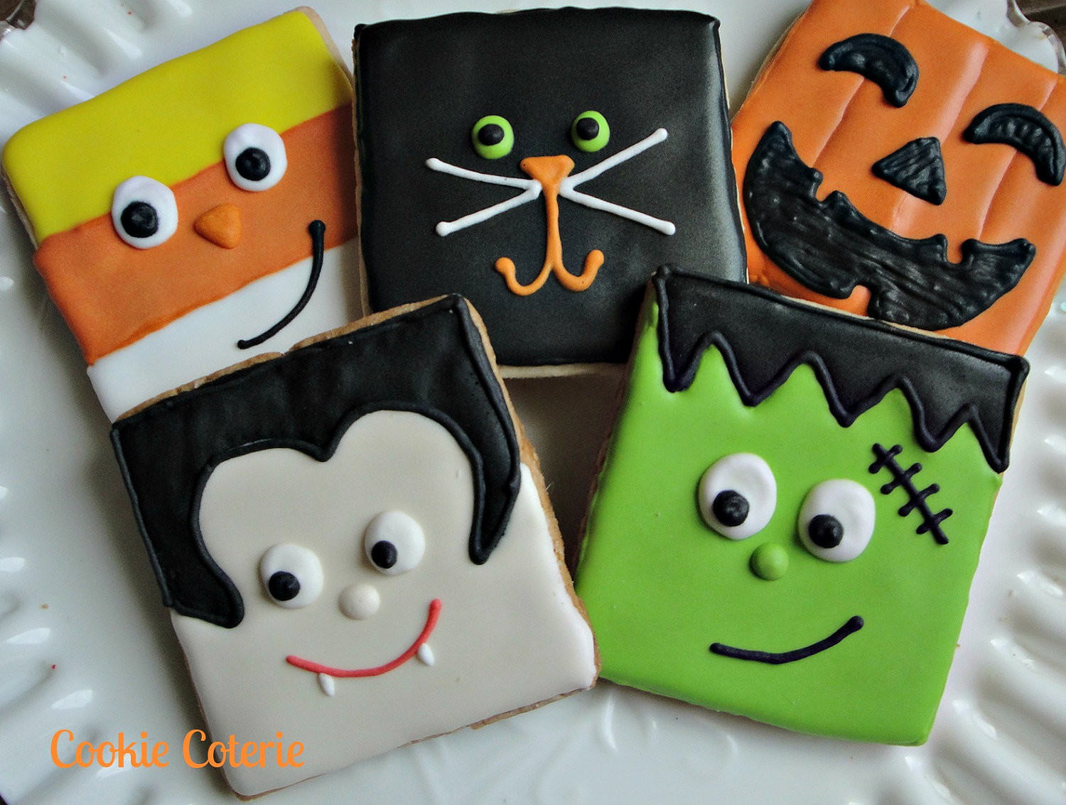 Halloween Decorating Cookies
 Halloween Cookies Frankenstein Vampire Candy Corn Black Cat