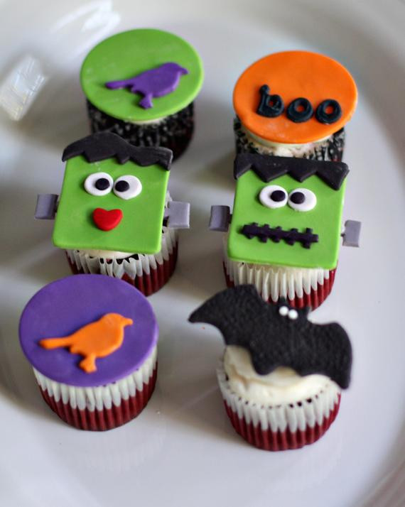 Halloween Decorating Cupcakes
 Halloween Fondant Halloween and Frankenstein Toppers for