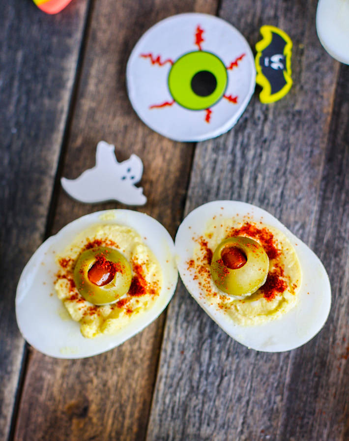 Halloween Deviled Eggs
 Paleo Deviled Egg Eyeballs and Spooky Snacks