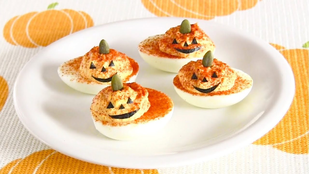 Halloween Deviled Eggs Recipes
 HALLOWEEN Jack O Lantern Deviled Eggs Recipe ハロウィン デビルド
