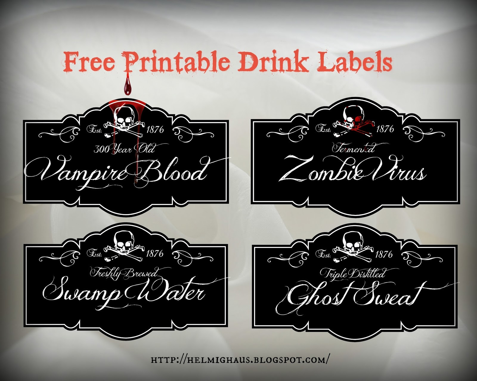 Halloween Drinks Labels
 HelmigHaus Free Halloween Party Table Labels
