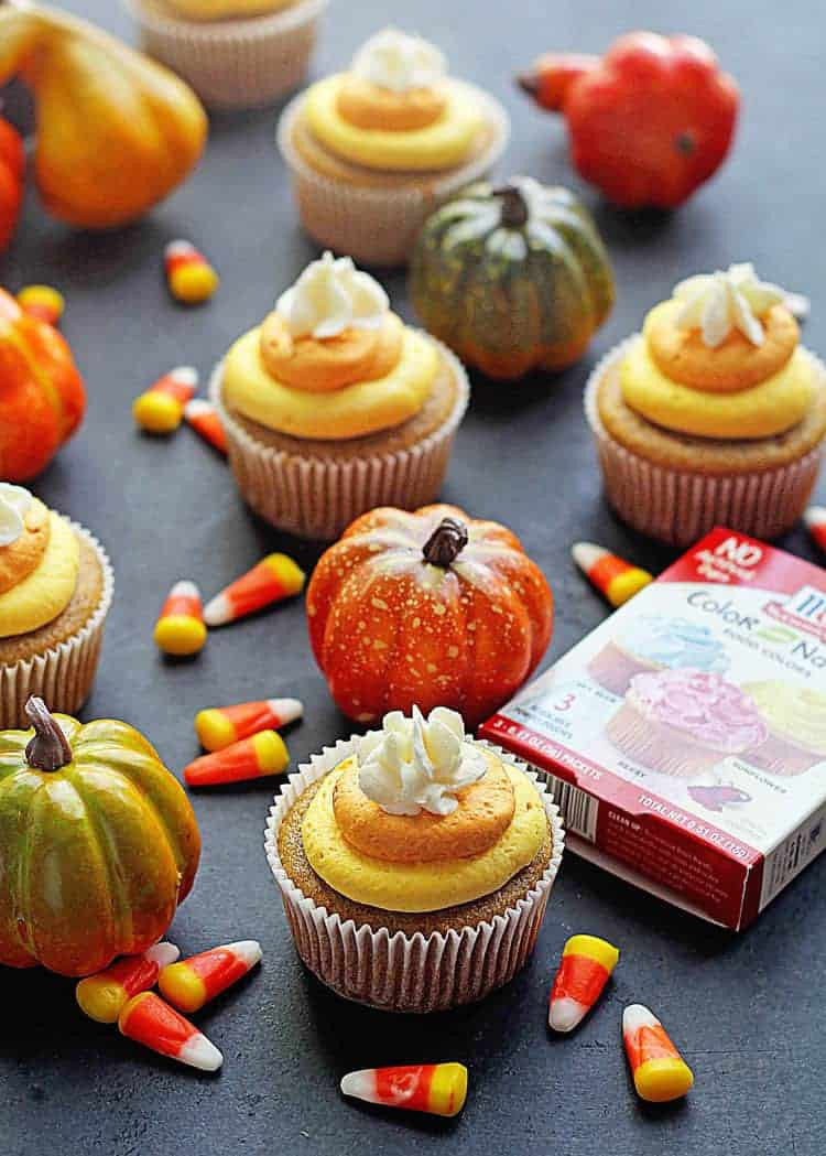 Halloween Pumpkin Cupcakes
 Pumpkin Cupcakes with Candy Corn Buttercream Grandbaby Cakes