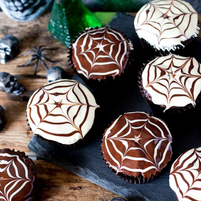 Halloween Spider Cupcakes
 Halloween Spider Web Chocolate Cupcakes Nicky s Kitchen