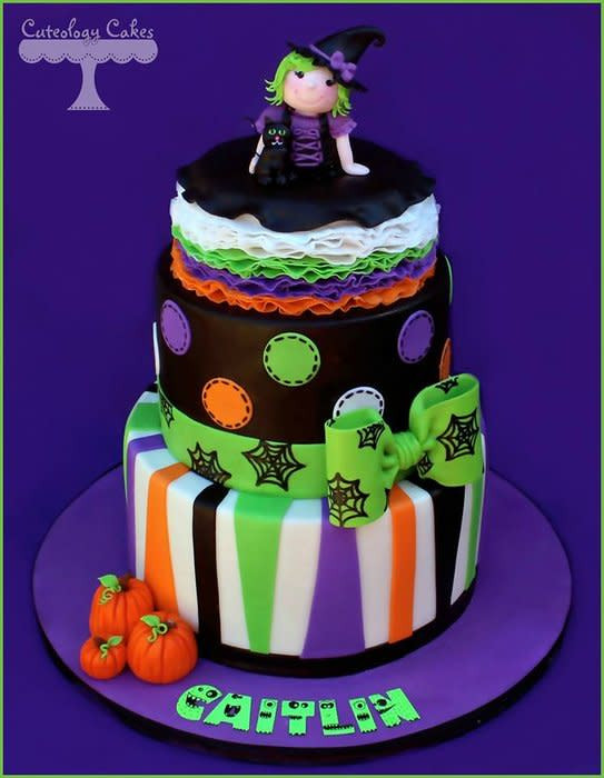 Halloween Themed Birthday Cakes
 Girly Halloween Cake Smash Cake cake by Cuteology