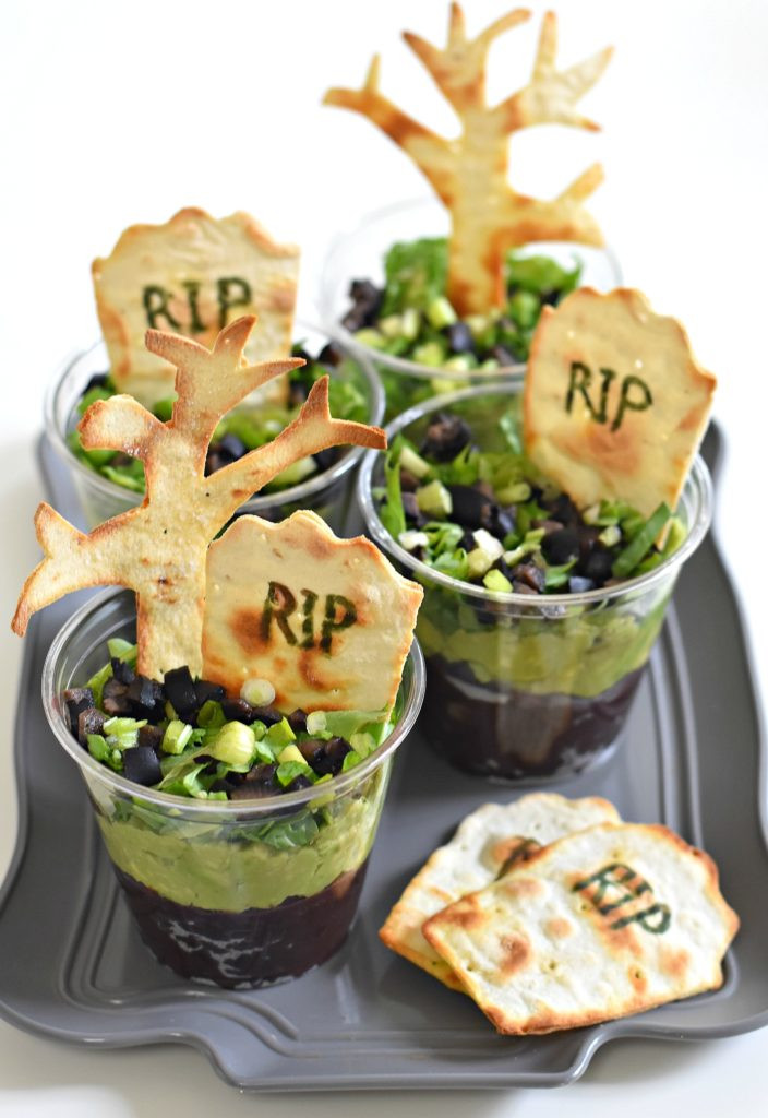 Halloween Themed Dinner
 Graveyard Taco Cups Fork and Beans