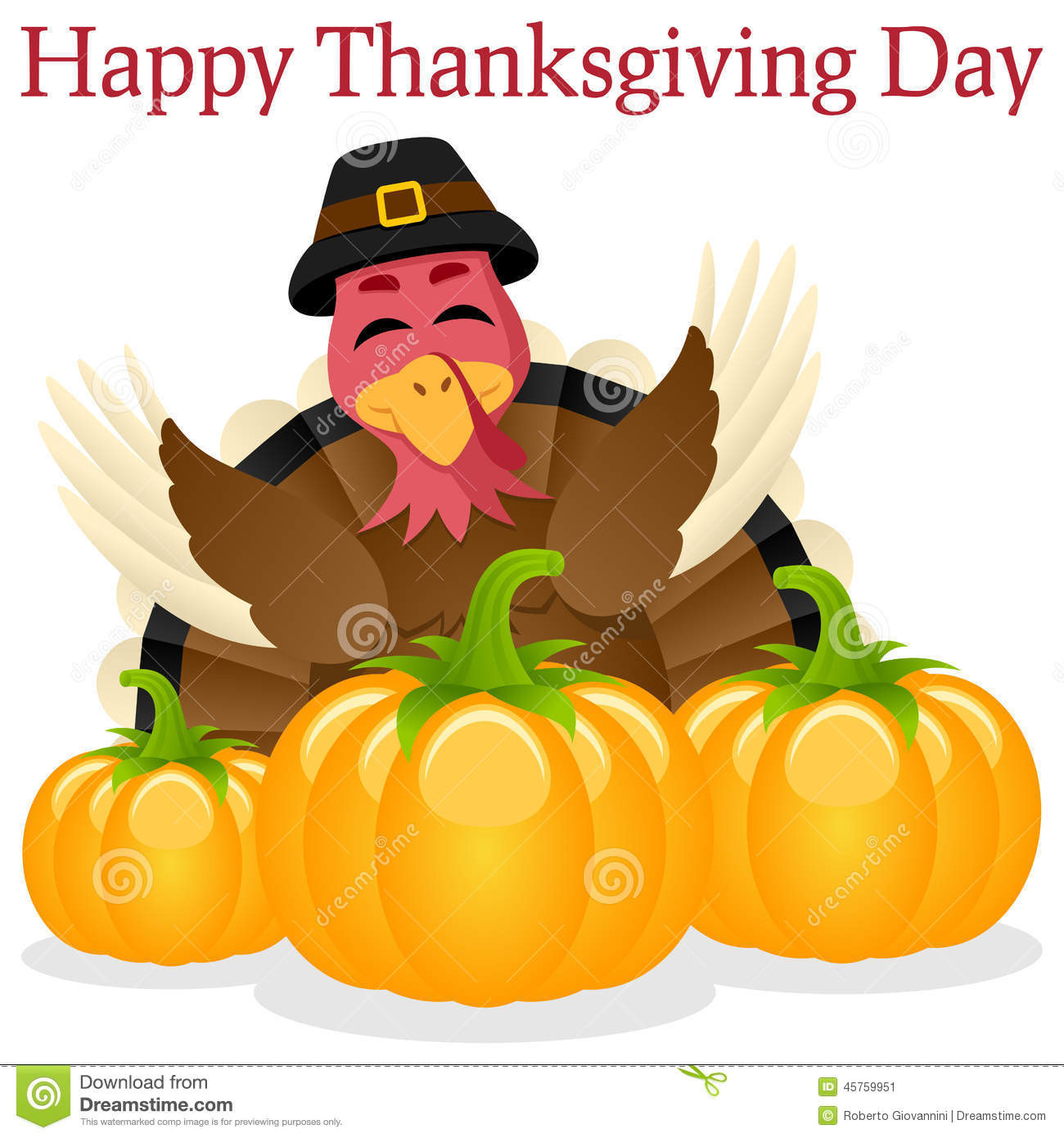 Happy Thanksgiving Turkey
 Happy Thanksgiving Turkey And Pumpkins Stock Vector