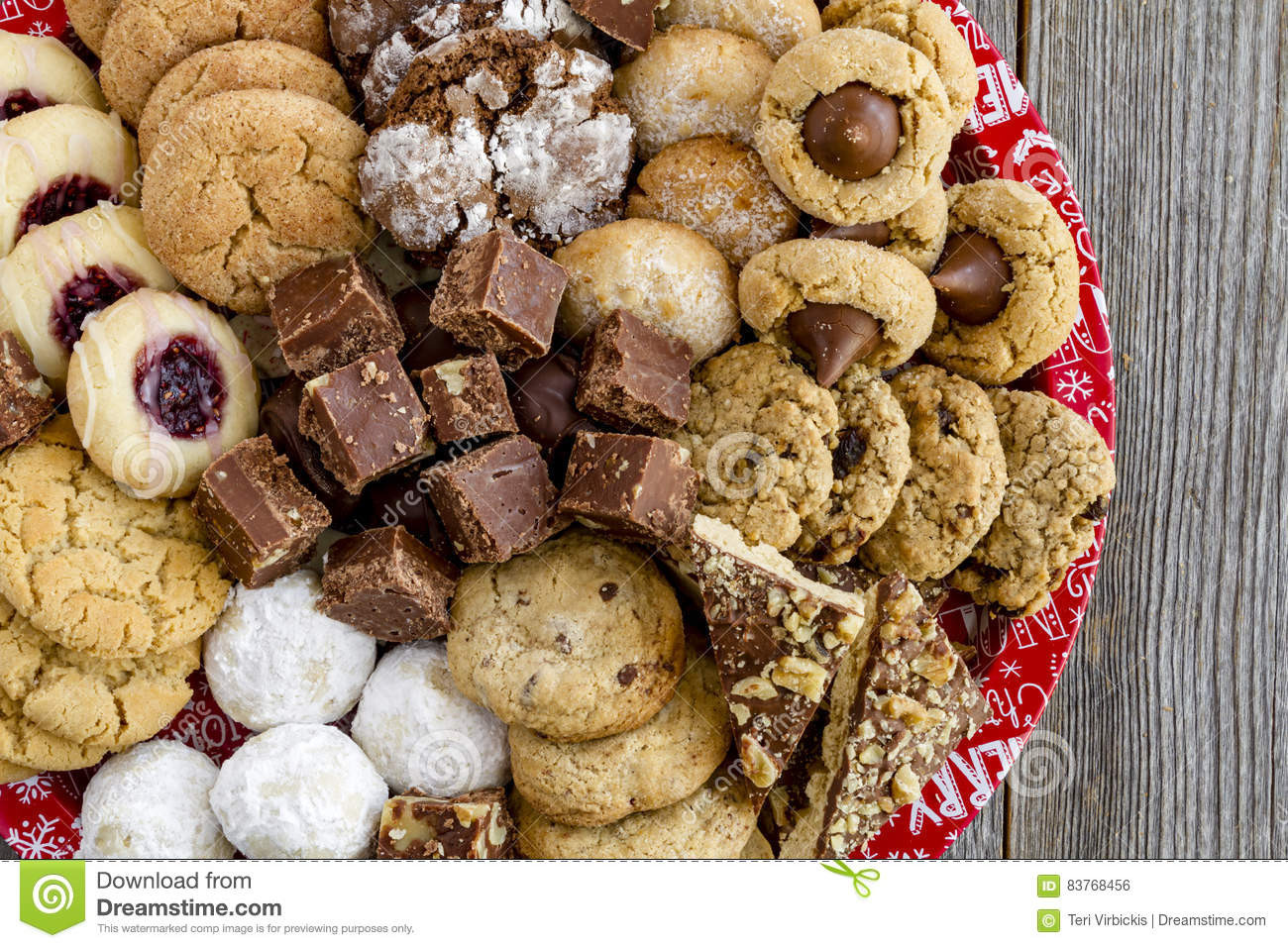 Homemade Christmas Cookies For Sale
 Holiday Cookie Gift Tray With Assorted Baked Goods Stock