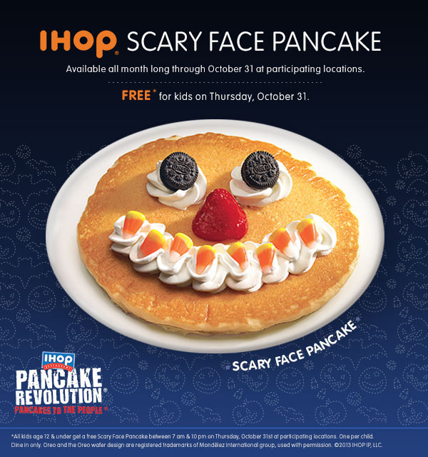 Ihop Halloween Free Pancakes 2019
 IHOP Coupons Scary face pancake free for kids on