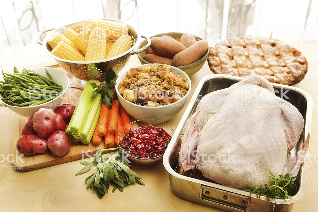 Ingredients For Thanksgiving Turkey
 Turkey And Raw Ingre nts For Thanksgiving Dinner