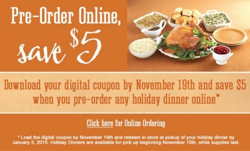 Kroger Thanksgiving Dinner
 $5 f Kroger Holiday Dinner When You Pre Order