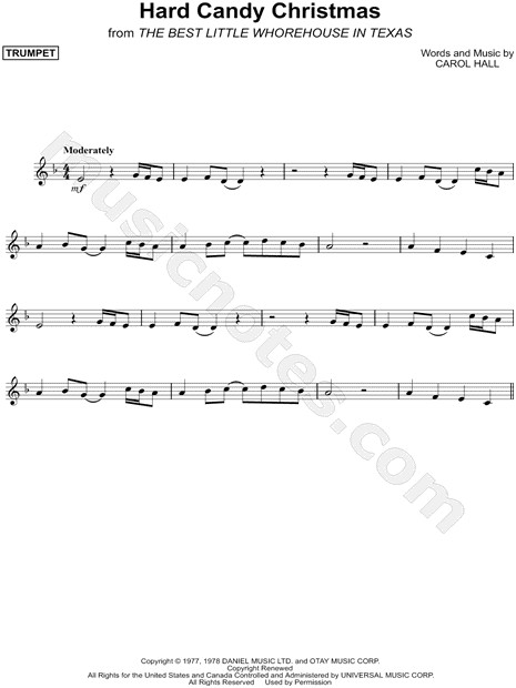 Lyrics Hard Candy Christmas
 Dolly Parton "Hard Candy Christmas" Sheet Music Trumpet