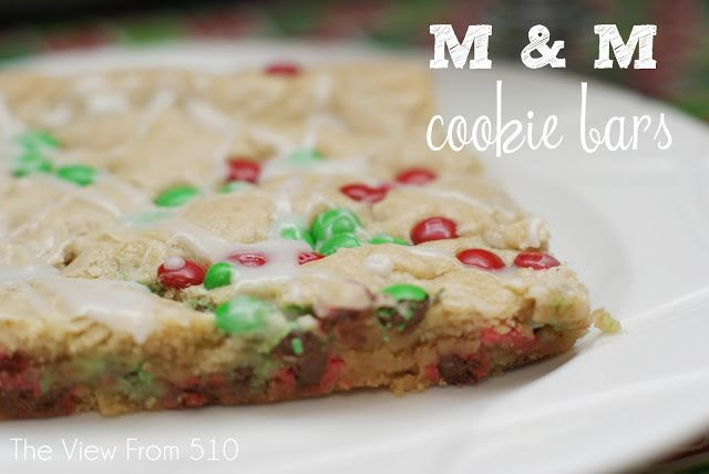 M&amp;M Christmas Cookies
 Christmas M&M Cookie Bars I added red green and white