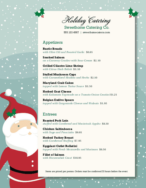 Menus For Christmas Dinners
 Christmas Dinner Catering Menu