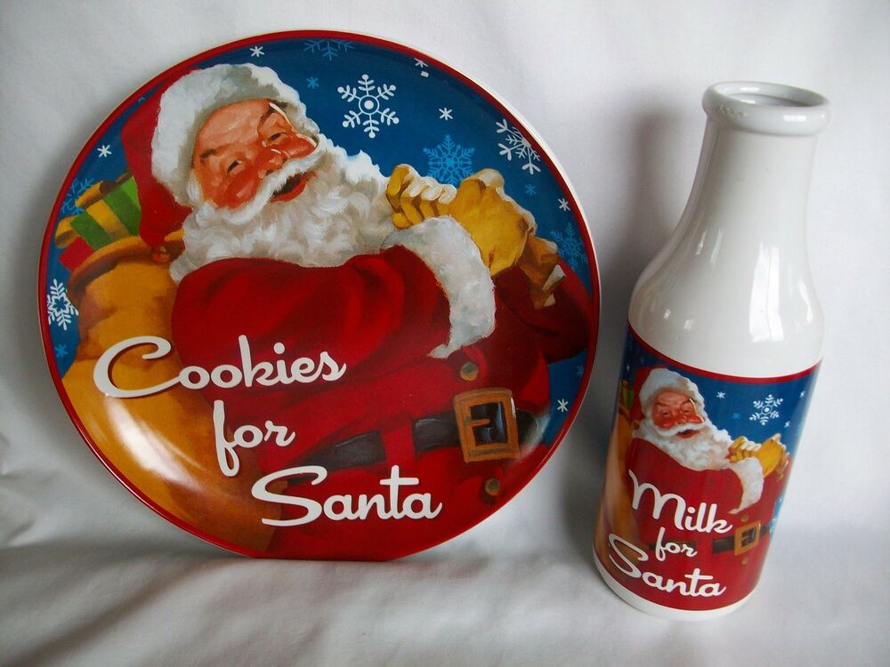 Milk And Cookies Christmas Song
 Cookies for Santa Plate Milk Bottle Stoneware Set