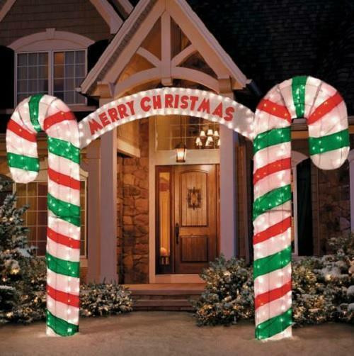 Outdoor Christmas Candy Canes
 New 10" W Lighted Merry Christmas Candy Cane Archway