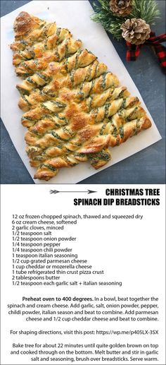 Pizza Dough Spinach Dip Christmas Tree
 Christmas tree spinach dip breadsticks