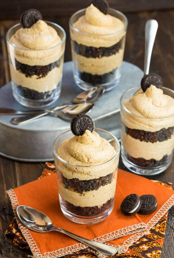 Quick Fall Desserts
 No Bake Oreo and Pumpkin Cheesecake Parfaits recipe