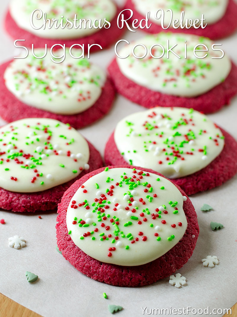 Red Velvet Christmas Cookies
 Christmas Red Velvet Sugar Cookies Recipe from Yummiest