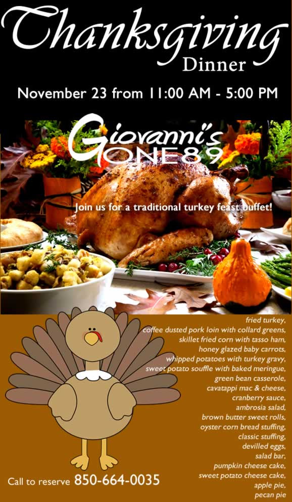 Restaurants Serving Thanksgiving Dinner 2019
 Wel e to Giovanni s e89 850 664 0035