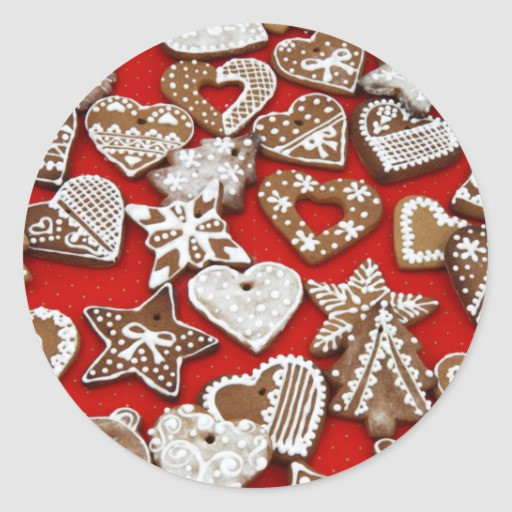 Round Christmas Cookies
 Christmas Gingerbread Cookies Round Sticker