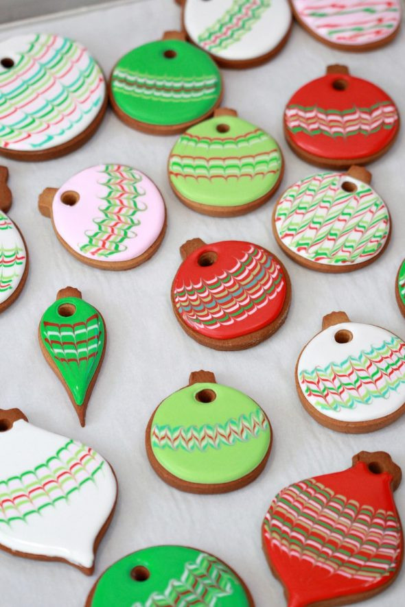 Royal Iced Christmas Cookies
 Marbled Christmas Ornament Cookies