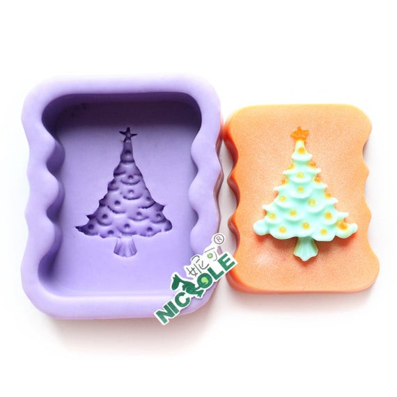 Silicone Christmas Candy Molds
 Christmas Tree Oblong Soap Mold Flexible Silicone Mold Candy