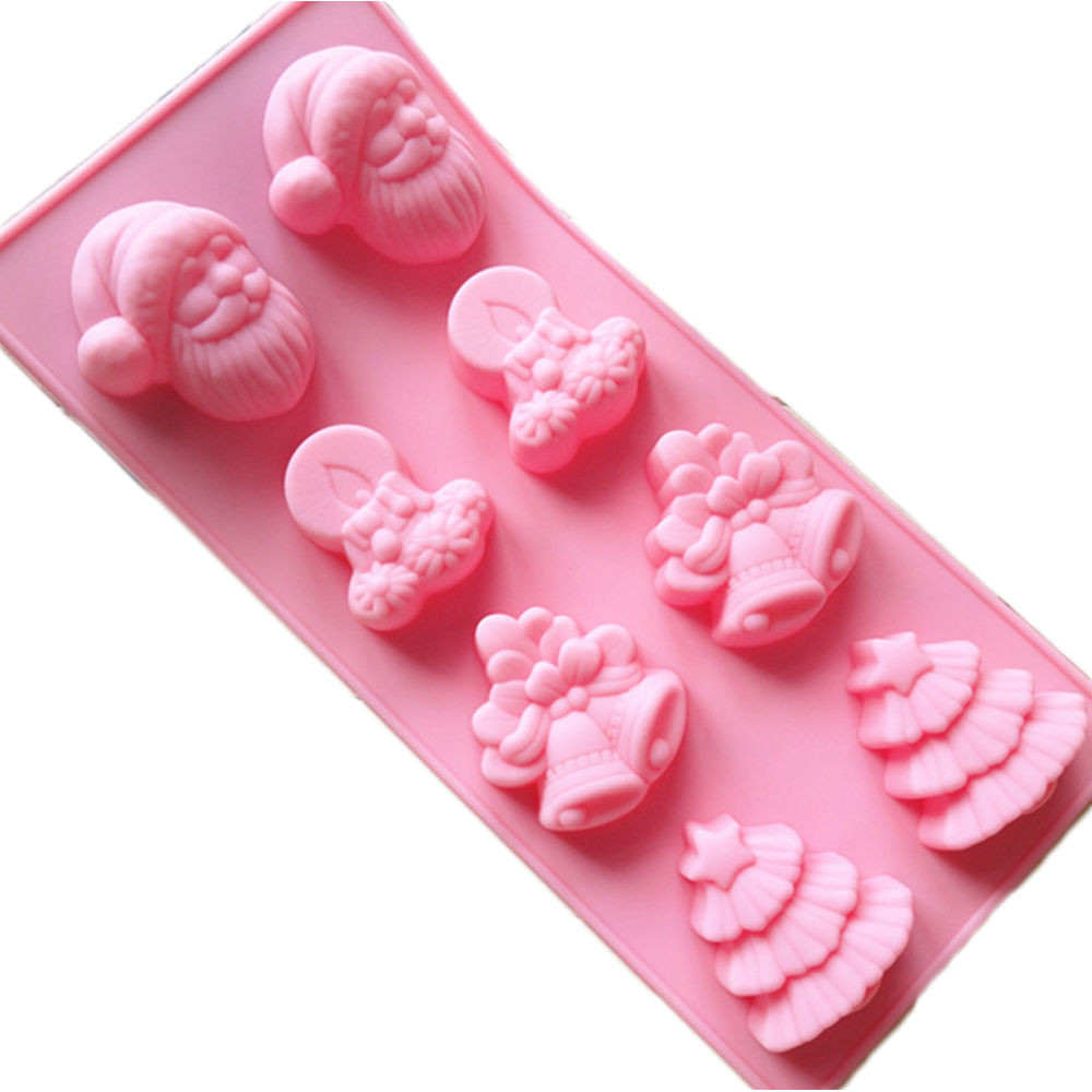 Silicone Christmas Candy Molds
 8 Cavity Christmas Bell Tree Cake Chocolate Mold Candy
