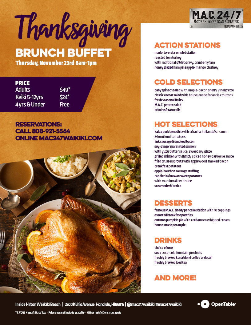 Thanksgiving Breakfast Menus
 Thanksgiving Brunch Buffet Mac 24 7 Restaurant Bar