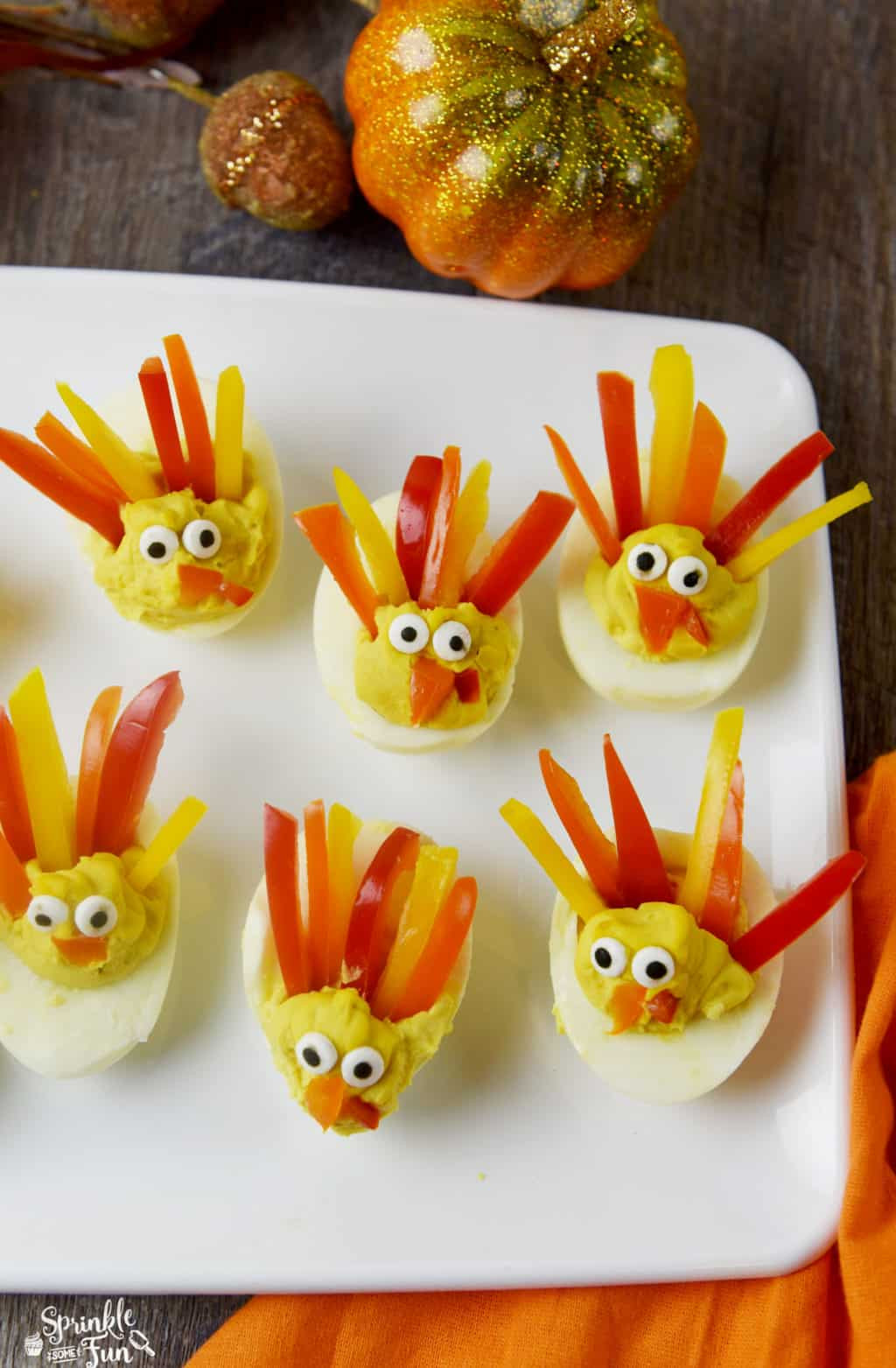 Thanksgiving Deviled Eggs Decorations
 Deviled Egg Turkeys Sprinkle Some Fun