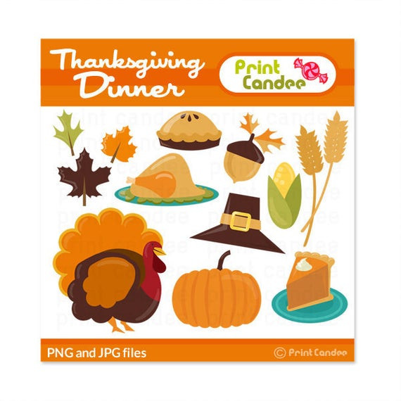 Thanksgiving Dinner Clip Art
 Thanksgiving Dinner BUY 2 GET 1 FREE Digital Clip by