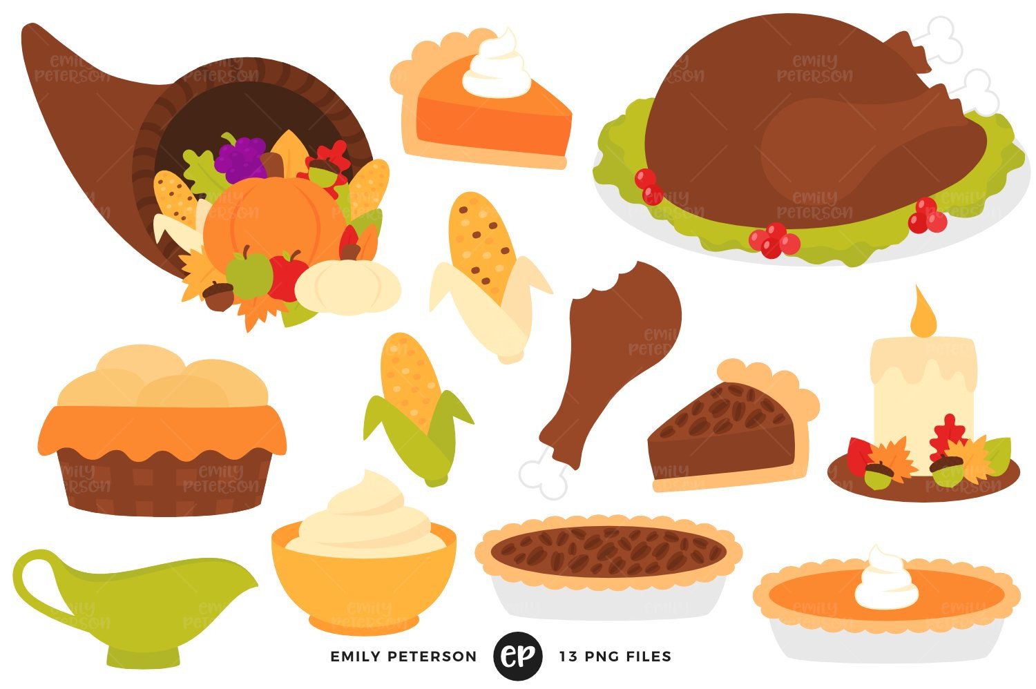 Thanksgiving Dinner Clip Art
 Thanksgiving Dinner Clipart Illustrations Creative Market