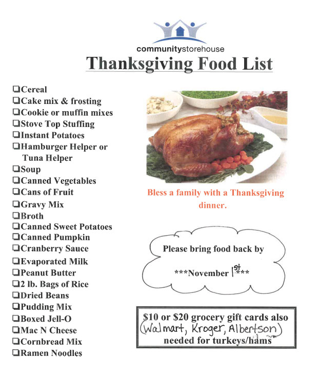 Thanksgiving Dinner Food List
 Home Sendera Ranch Elementary
