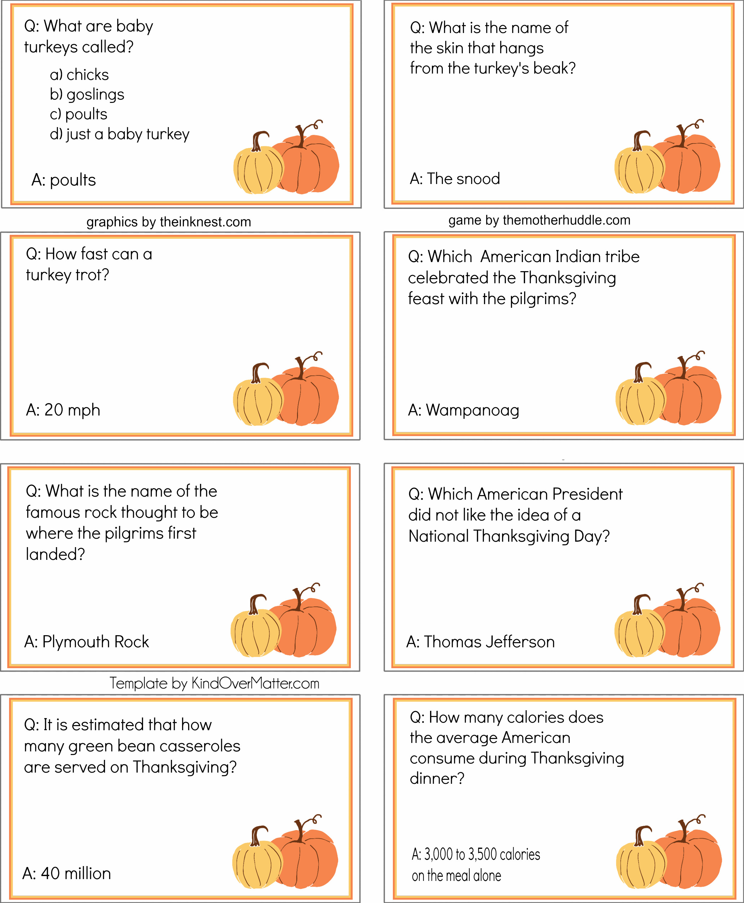 Thanksgiving Dinner Games
 Free Printable Thanksgiving Dinner Trivia
