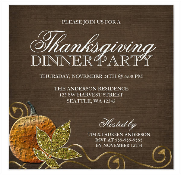 Thanksgiving Dinner Invitations
 62 Printable Dinner Invitation Templates PSD AI Word