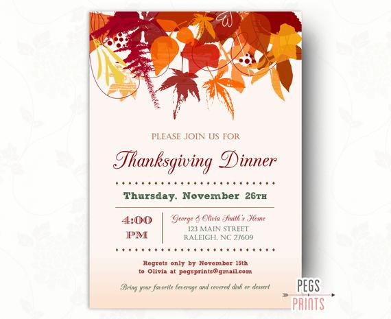 Thanksgiving Dinner Invitations
 Thanksgiving Dinner Invitation Printable by PegsPrints on Etsy