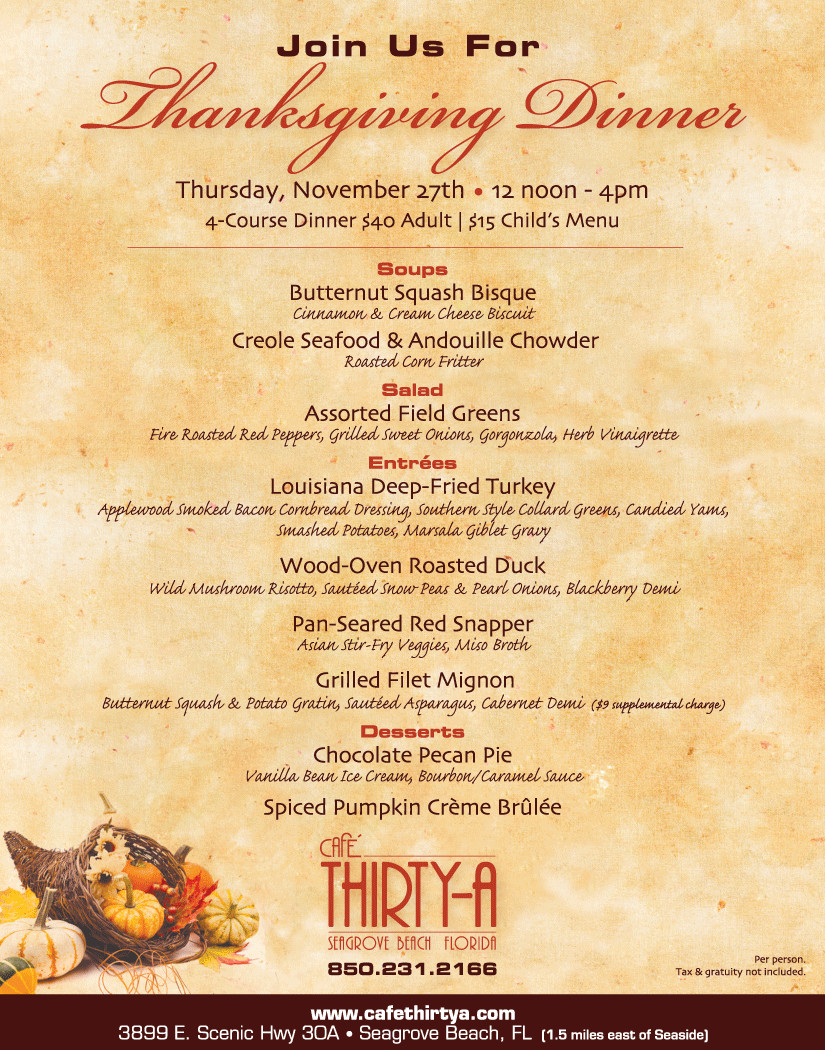 Thanksgiving Dinner Restaurant
 Open for Thanksgiving lunch or dinner