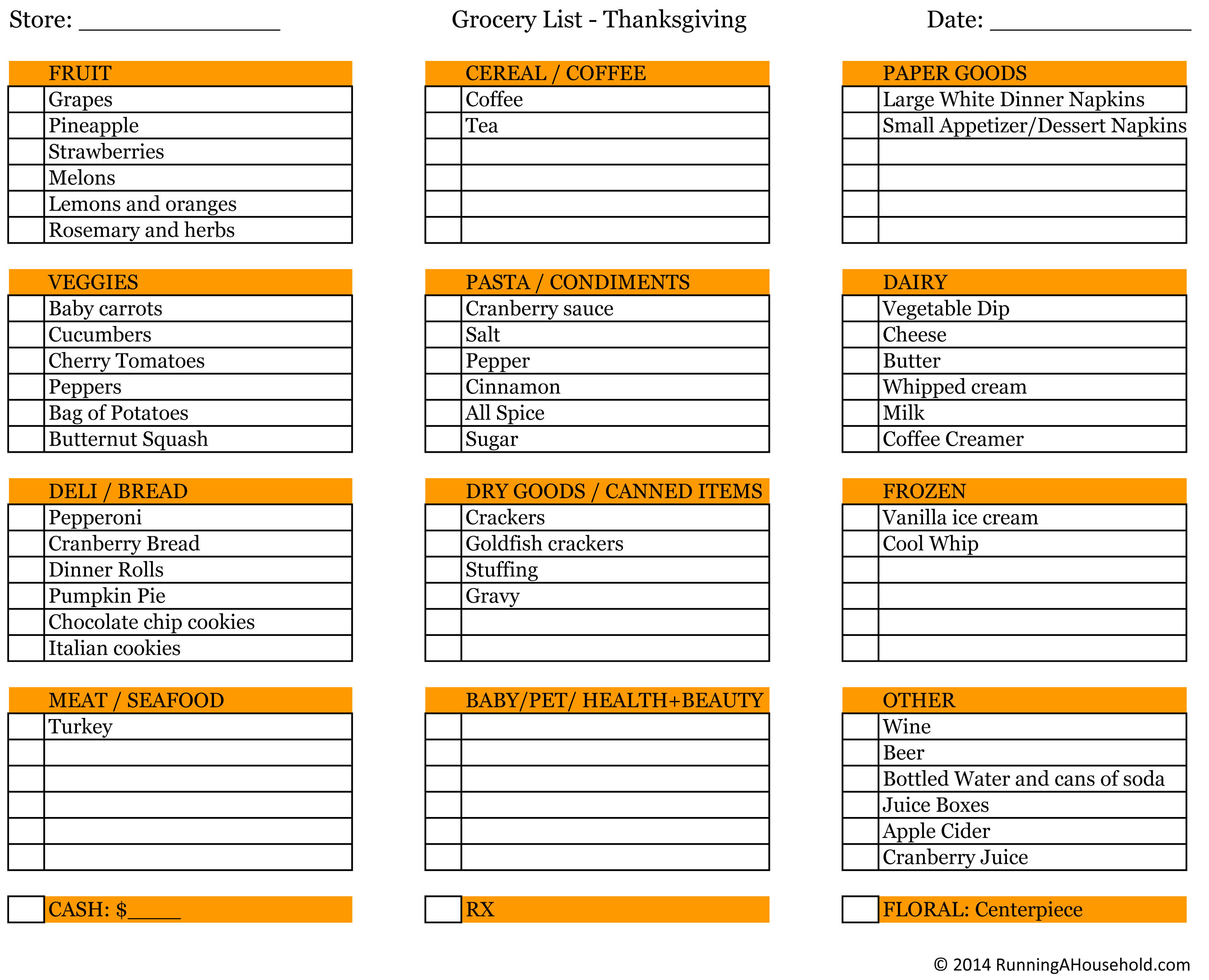 Thanksgiving Dinner Shopping List
 Planning Thanksgiving Dinner Running A Household