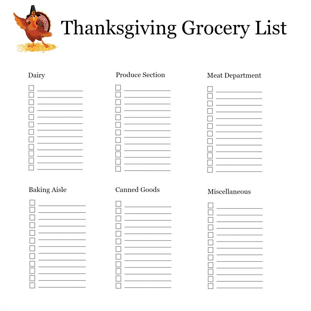 Thanksgiving Dinner Shopping List
 Thanksgiving Shopping List Organizer – Free Printable