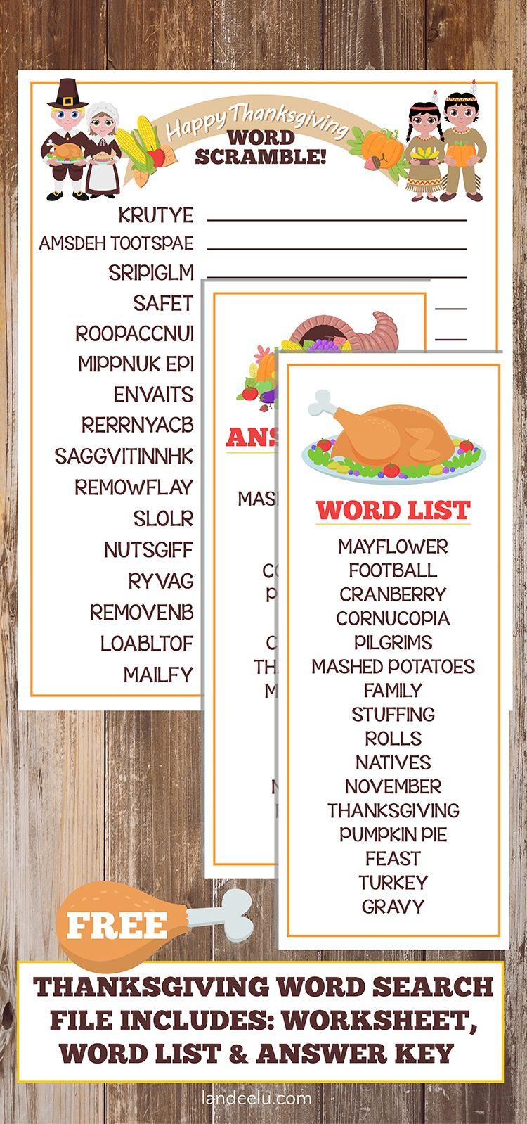 Thanksgiving Dinner Word Whizzle Search
 Thanksgiving Worksheet Word Scramble