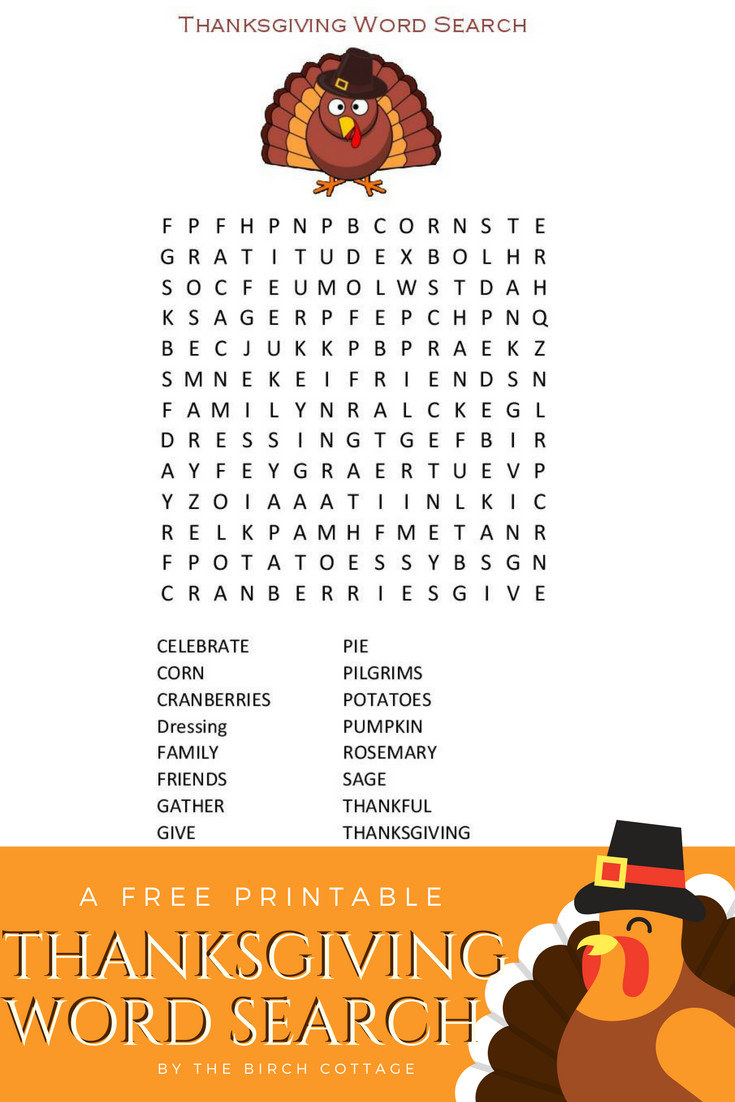 Thanksgiving Dinner Word Whizzle Search
 A Thanksgiving Word Search Printable for Children The