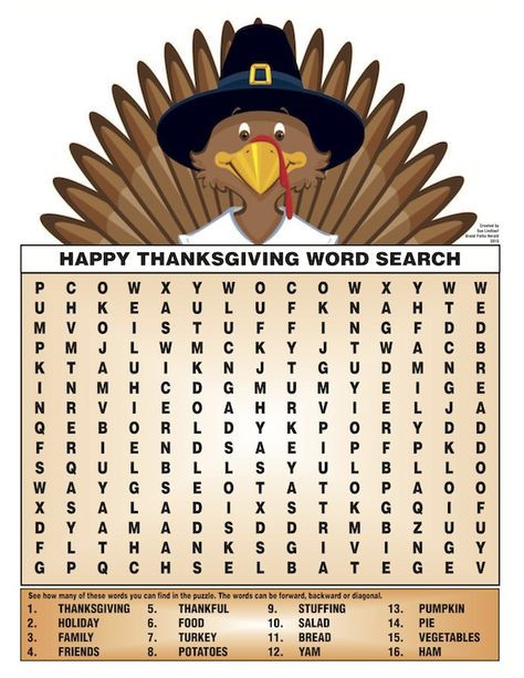 Thanksgiving Dinner Word Whizzle Search
 Thankful Activities for Kids